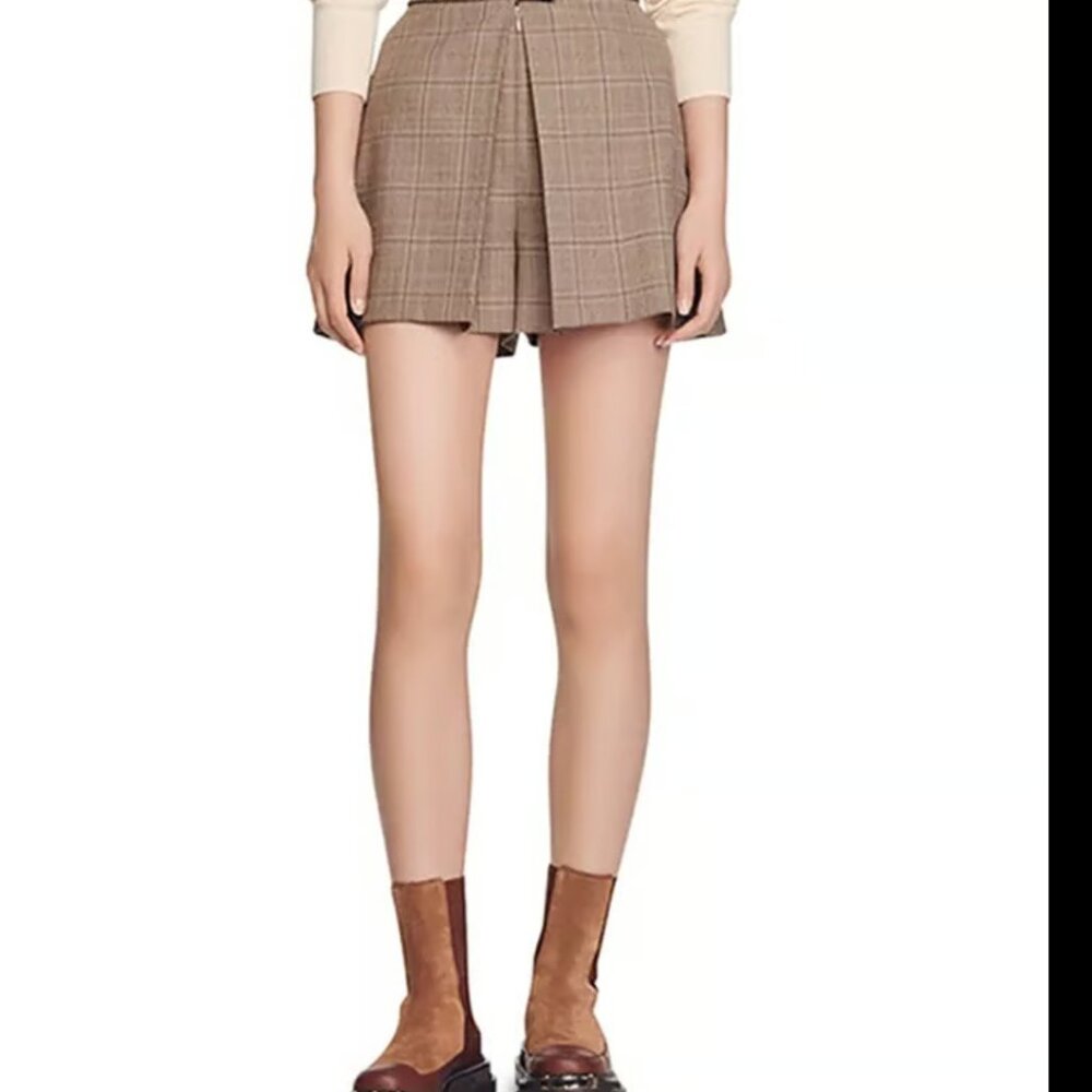 Sandro Dizzy Plaid Shorts Marron Size 40